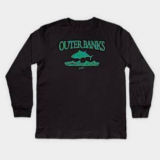 Outer Banks, North Carolina, Bluefin Tuna Leaping Over Waves Kids Long Sleeve T-Shirt